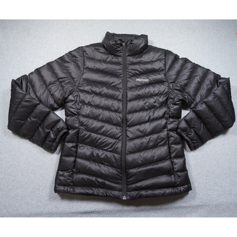 Marmot Puffer Jacket Womens Medium Black Quilted 700 Fill Down Outdoors Ladies